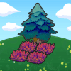 Hautes herbes rouges sous un arbre